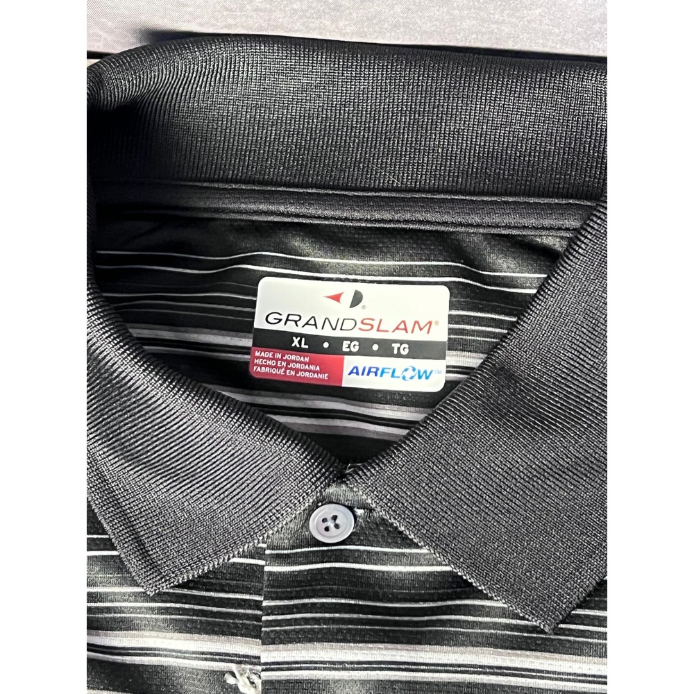 Grand Slam Airflow Striped Golf Polo NWT Black Gray Men's XL Performance - Picture 3 of 8